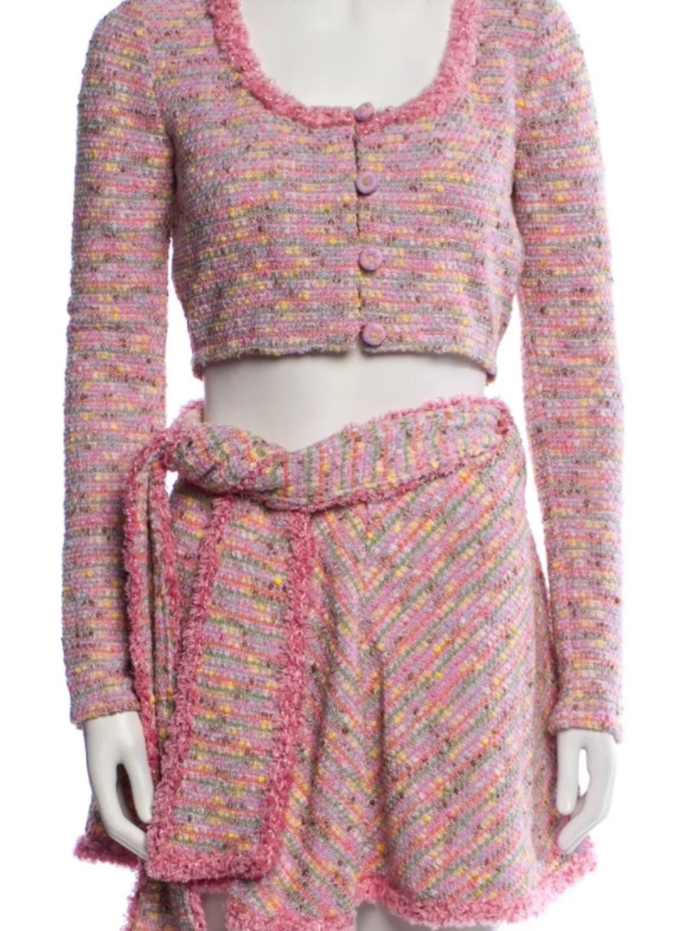 Alexis Cherry Blossom Crochet Mini Skirt — Pink Multi